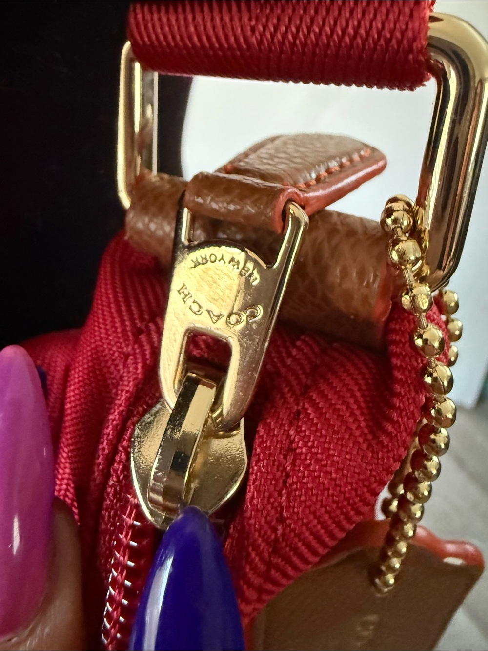 Coach Sawyer Nylon Leather Shoulder Crossbody Bag Red Crimson 2016 Pristine - Picture 10 of 14